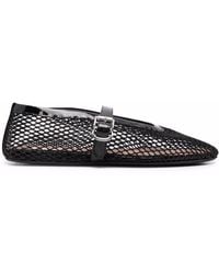 Alaïa - Ballerina Strap Mesh Leather Flats - Lyst