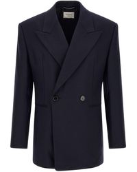 Saint Laurent - Felted Wool Gabardine Blazer Jacket - Lyst