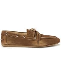 Miu Miu - Logo-Embossed Suede Loafers - Lyst
