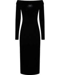 Balmain - Ls Double Collar Knit Zipped Midi Dress - Lyst