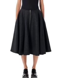 Prada - Double Wool Midi Skirt - Lyst