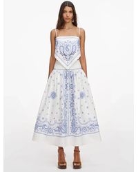 Self-Portrait - Embroidered Midi Skirt - Lyst