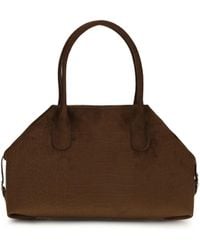 THEMOIRÈ - Medium Talia Trank Crocodile-Effect Suede Shopping Bag - Lyst