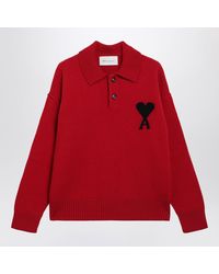 Ami Paris - Ami De Coeur Polo Jumper - Lyst