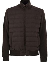 Herno - Quilted Knit And Fabric Jacket With High Collar - Lyst