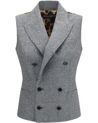 Dolce & Gabbana - Dolce & Gabbana Prince Of Wales Double Breasted Vest - Lyst