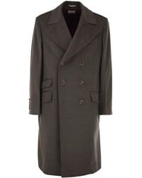 Brunello Cucinelli - Double-Breasted Pure Wool Tailored Coat - Lyst
