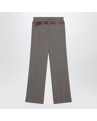 Prada - Wool Blend Trousers With Printed Belt - Lyst