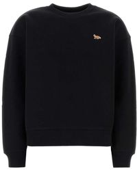 Maison Kitsuné - Cropped Sweatshirt With Embroidered Fox Motif - Lyst