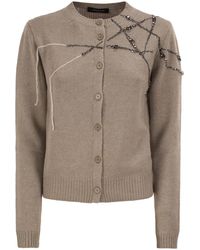Fabiana Filippi - Virgin Wool, Silk And Cashmere Cardigan With Jewel Embroidery - Lyst