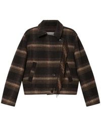 Isabel Marant - And Khaki Checked Fringed Short Coat - Lyst