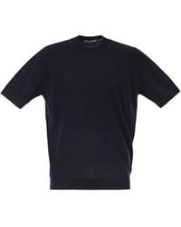 PT Torino - Cotton Knit T-Shirt With Ribbed Finishes - Lyst