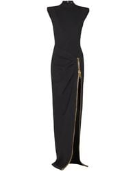 Balmain - Long Jersey Dress With Zip - Lyst
