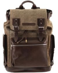 Brunello Cucinelli - Herringbone-Texture Backpack With Leather Trims - Lyst