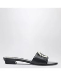 Roger Vivier - Square Buckle Leather Slides - Lyst