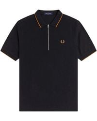 Fred Perry - Polo Con Zip E Logo - Lyst