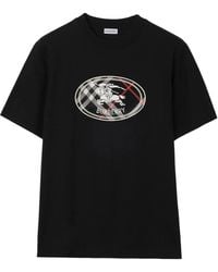 Burberry - Check Knight Stamp Cotton T-Shirt - Lyst