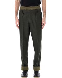 Prada - Wool Trousers With Cotton Details - Lyst