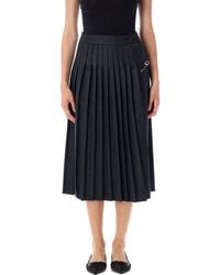 Prada - Pleated Wool Flannel Skirt - Lyst