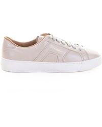 Santoni - Cream Soft Leather Sneaker - Lyst