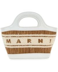 Marni - Two-Tone Raffia And Leather Micro Tropicalia Summer Handbag - Lyst