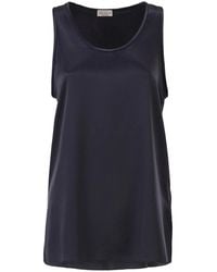 Brunello Cucinelli - Stretch Silk Satin Crew Neck Top - Lyst