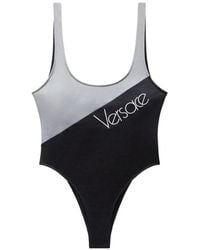 Versace - Embroidered Logo One-Piece Swimsuit - Lyst
