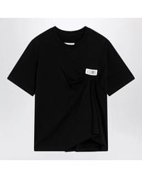 MM6 by Maison Margiela - Draped T-Shirt With Logo Patch - Lyst