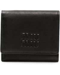 Miu Miu - Logo-Embossed Trifold Wallet - Lyst