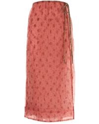 Ganni - Shibori Organza/Printed Stretch Cotton Skirt - Lyst