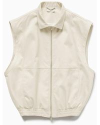 1989 STUDIO - Light Cream Gabardine Zip Up Vest - Lyst