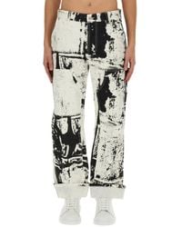 McQueen - Workwear Jeans With Fold Print - Lyst