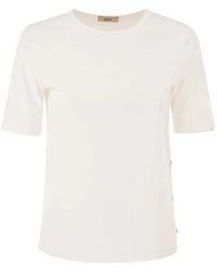 Herno - Cotton T-Shirt With Logo Buttons On The Sides - Lyst