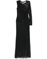 Self-Portrait - Rhinestone Mesh And Lace Maxi Dress - Lyst