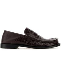 Loewe - Burgundy Leather Campo Loafers - Lyst