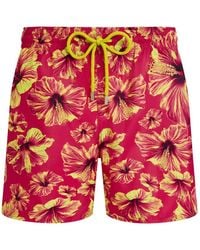 Vilebrequin - Swim Shorts With Hibiscus Print And Matching Pouch - Lyst