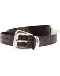 Alberto Luti - Crocodile Effect Leather Belt - Lyst