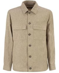 Peserico - Lightweight Pure Linen Jacket With Patch Pockets - Lyst