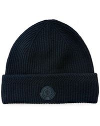 Moncler - Logo-Patch Ribbed-Knit Beanie Hat - Lyst
