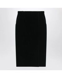Saint Laurent - Velvet Crossover Midi Skirt - Lyst