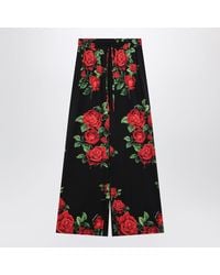 Dolce & Gabbana - Dolce & Gabbana Silk Trousers With Floral Print - Lyst