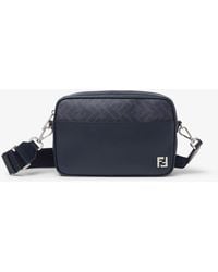Fendi - Midnight Leather And Dark Ff Canvas Bag - Lyst