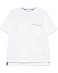 Thom Browne - Oversized Short Sleeve Tee With Embroidered Rwb Pocket Trim - Lyst