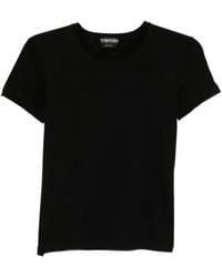 Tom Ford - Cotton T-Shirt With Tf Logo Embroidery - Lyst