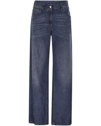 Brunello Cucinelli - Wide-Leg Cotton Jeans - Lyst