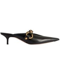 Balenciaga - City Shiny Calfskin Leather Pointed-Toe Mules Featuring Studs And A 45Mm Heel - Lyst