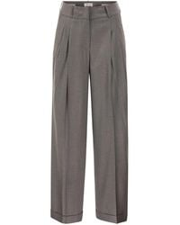 Peserico - Tailored Virgin Wool Stretch Trousers With Front Pleats - Lyst