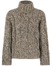 Brunello Cucinelli - Soft Wool, Cashmere And Mohair Turtleneck Sweater With Braided Design - Lyst