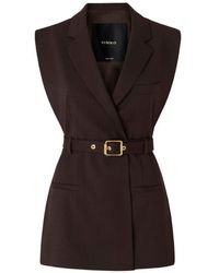 Pinko - Belted Sleeveless Jacket - Lyst