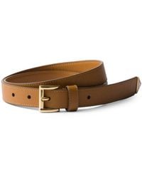 Prada - Saffiano Leather Belt With Enameled Triangle Logo Accessories - Lyst